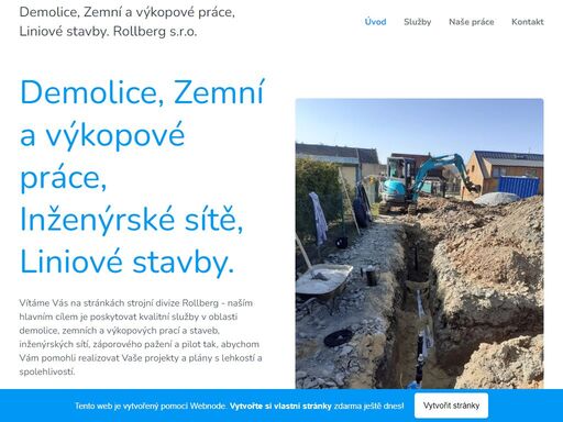 demolice, zemní a výkopové práce, inženýrské sítě, liniové stavby.