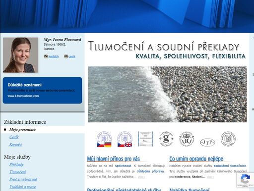 mgr. ivona floresová - soudní překladatelka a tlumočnice - mgr. ivona floresová - blansko - angličtina, čeština, němčina - 