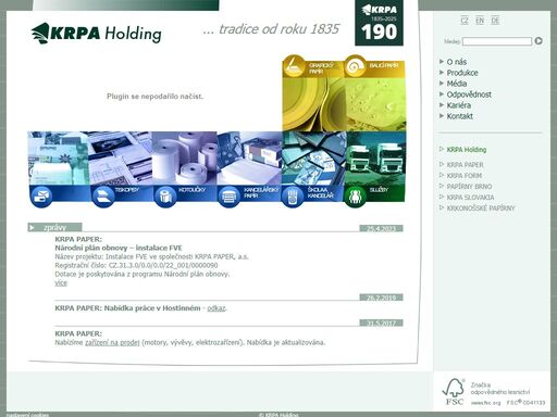 krpa holding-krkonošské papírny- tradiční český výrobce speciálních balicích papírů, kotoučků, obchodních tiskopisů a školních potřeb.