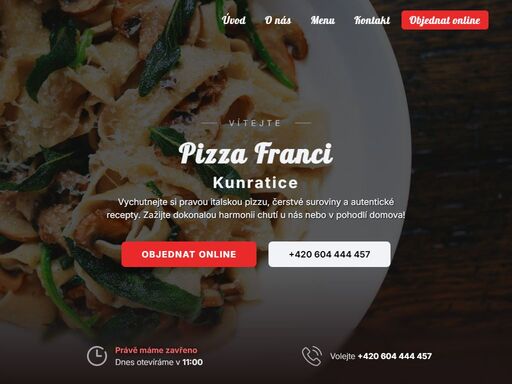 pizza franci zajišťuje rozvoz jídel. rozvoz jídla si můžete objednat online nebo po telefonu.