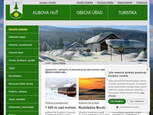 kubova huť - šumava, boubín, vimperk. turistika, ubytování, tipy na výlety, webkamery, cyklostezky,...