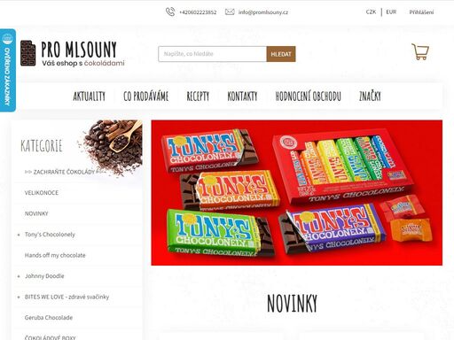 kvalitní čokolády hands off my chocolate, johnny doodle, tony's chocolonely a geruba chocolade - originální a chutné čokolády netradičních příchutí z belgie a holandska. v nabídce i zdravé snacky od holandských bites we love.