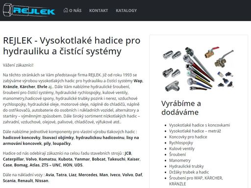výroba vysokotlakých hadic pro hydrauliku a čistící systémy