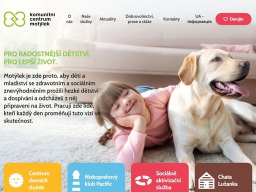 pro radostnější dětství,  pro lepší život. motýlek je zde proto, aby děti a mladiství se zdravotním a sociálním znevýhodněním prožili hezké