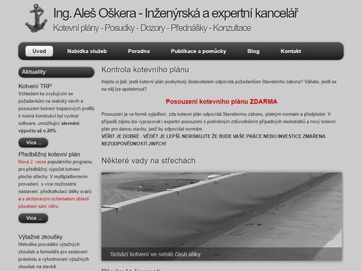 kotevní plány střech a prvků lehké prefabrikace