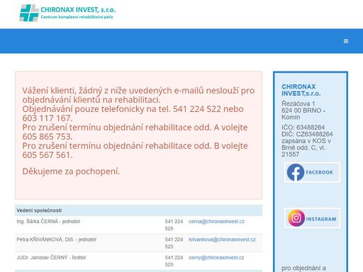 chironax invest, s.r.o. – špičkové zdravotnické zařízení v brně s velmi kvalitním personálním a přístrojovým vybavením