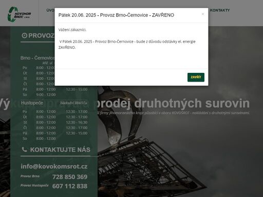 kovošrot v brně černovicích a hustopečích u brna. nejvýhodnejší ceny výkupu šrotu a druhotných surovin.