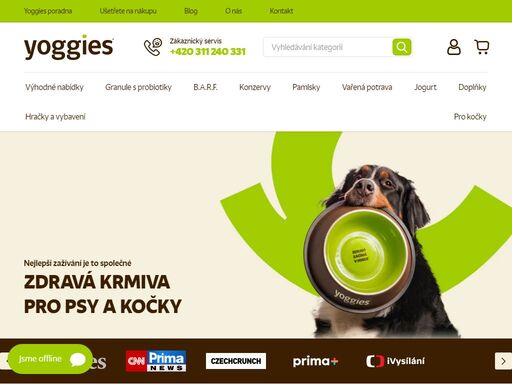 jsme yoggies – česká značka zdravých a přírodních krmiv pro psy i kočky. naše receptury bez chemie podporují zažívání, imunitu a vitalitu vašeho parťáka. zdraví začíná v misce!