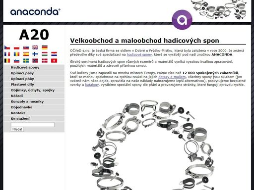 velkoobchod a maloobchod hadicových spon anaconda, upínacích pásů, páček atd. vzorky a katalog zdarma! stránky, které se opravdu rychle načítají.
