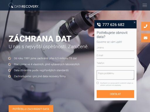 obnovujeme data s téměř 100 % úspěšností. od roku 1991 jsme zachránili přes 6,5 milionu tb a pomohli 60 000+ zákazníkům. zakázku zdarma vyzvedneme.