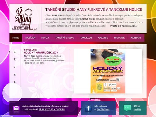 oficiální web tanečního studia hany flekrové a tancklubu holice, nabídka tanečních vystoupení, taneční kurzy, letní tábor.