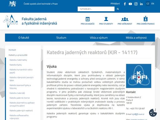 fakulta jaderná a fyzikálně inženýrská, české vysoké učení technické v praze