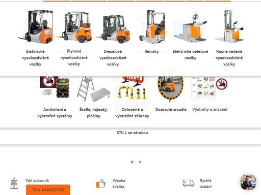 prodej a pronájem manipulační techniky pro kompletní logistické vybavení od malého skladu až po nejnáročnější provozy.
