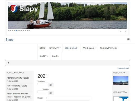 web obce slapy a obecního úřadu slapy