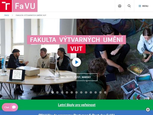 fakulta výtvarných umění vysokého učení technického v brně (favu vut) je nejstarší umělecká fakulta na neumělecké vysokého škole v čr. nabízí bakalářské, magisterské a doktorské studium v 16 ateliérech z oblasti volného umění a designu.