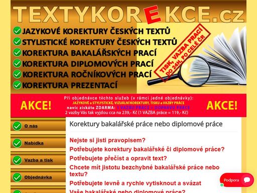 korektury bakalářské práce, korektura, bakalářská, diplomová práce, diplomové práce, texty, pravopis.