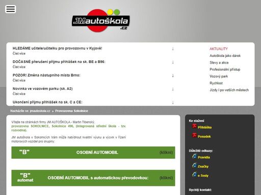 jm autoškola má provozovny v těchto městech: brno, kyjov, šlapanice, sokolnice, krumvíř. jm autoškola provádí výcvik skupin am, a1, a2, a (motorky), b, b automat, b ozp (ruční řízení), be, b96 (vleky). dále kondiční jízdy, vratky řidičáku...