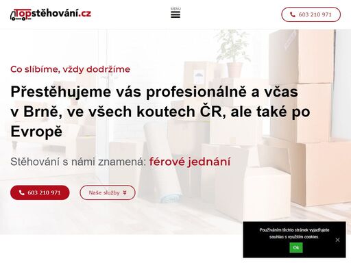 stěhování v brně, české republice i po evropě profesionálně, rychle a bezpečně. nabízíme bezplatné konzultace s naším technikem. víkendy a svátky bez příplatků.