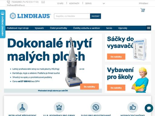 jsme česká společnost a přímý dodavatel profesionální úklidové techniky lindhaus, včetně příslušenství a čisticích prostředků. zajišťujeme poradenství, bezplatné vyzkoušení po celé čr a záruční i pozáruční servis.