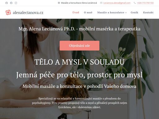 zažijte relaxační masáž s přesahem do psychohygieny přímo u vás doma. objednejte si péči pro tělo i mysl od aleny leciánové ph.d.