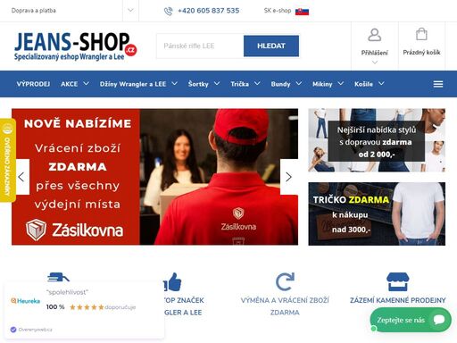 pánské džíny a dámské rifle značek wrangler a lee ? vše skladem ? expresní doprava ? džíny, košile, trička, bundy či opasky ? expedice 24h