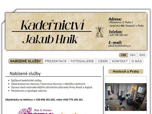 jakub hnik - kadeřnictví - praha - hostouň u prahy