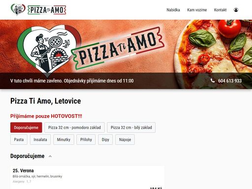 pizza ti amo | objednej online - jídlo365.cz