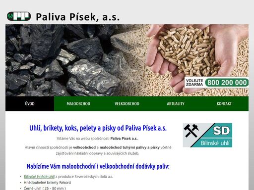 velkoobchod a maloobchod s tuhými palivy. uhlí - brikety - koks - pelety - písky.