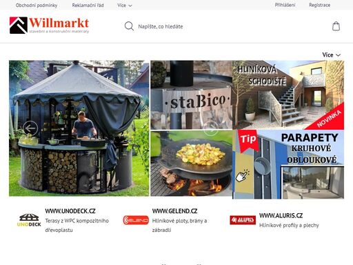 willmarkt.cz nabízí hliníkové stavební a konstrukční profily. výrobky pro dům a zahradu: hliníkové ploty a brány, wpc terasy, nášlapní nebo  kruhové parapety, nechybí ani pergoly i grily.