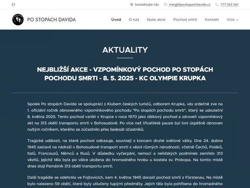 nejbližší akce - vzpomínkový pochod po stopách pochodu smrti - 8. 5. 2025 - kc olympie krupka