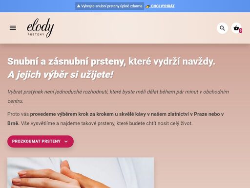 přijďte vybrat snubní nebo zásnubní prsteny do zlatnictví elody v praze. máme prsteny z bílého, žlutého a růžového zlata, s brilianty nebo zirkony.