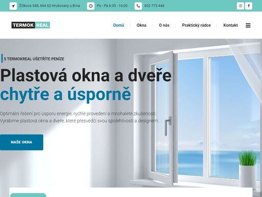 plastová okna od dlouholetého českého výrobce termok real s.r.o.. zaměření i nabídka zdarma! výroba hrušovany u brna, působí po celé čr.