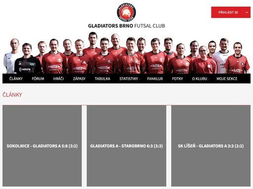 stránky futsalového klubu gladiators brno.