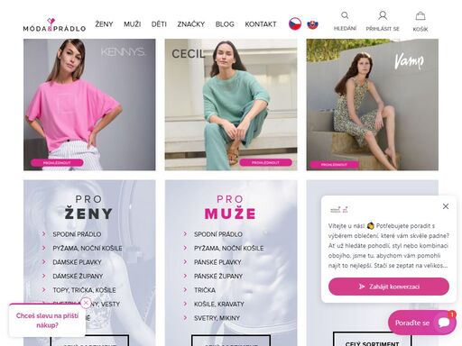 prodáváme dámské, pánské, spodní prádlo, podprsenky, kalhotky, luxusní košilky, pyžama, noční košile a topy pro všechny příležitosti.