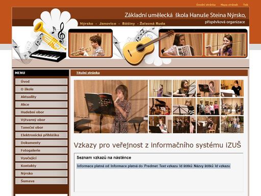 zuš nýrsko - hudební, výtvarný, taneční obor. nýrsko, janovice nad úhlavou, běšiny, železná ruda