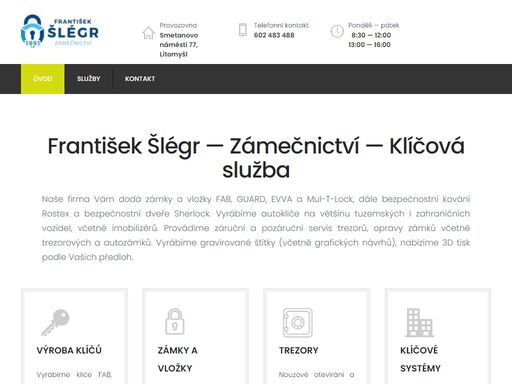 františek šlégr — zámečnictví — klíčová služba