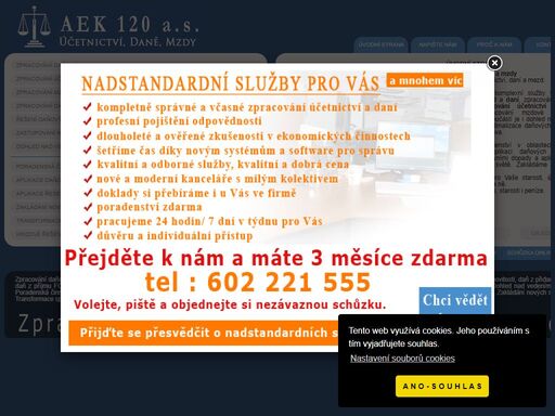 účetnictví, daně a mzdy - aek 120 a.s. - účetní, daňová a mzdová společnost. zpracování daňové evidence,
	  účetnictví, daní, mzdové agendy a personalistiky.