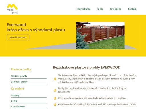 model-plast, plastové výrobky, plastové profily, plastové ploty,plastové brány, plastové zábradlí firma model plast vyrábí plastové profily, které mají velmi široké použití pro výrobu laviček, stolů, nábytku, lávek, pergol,