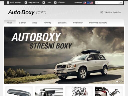 široká nabídka kvalitních střešních autoboxů (rakve na auto), střešní nosiče kol, příčníky a podélníky.