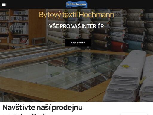 navštivte naší prodejnuvinohradská 1942/129, 130 00 praha 3po-pa: 9:30-18:00 domů naše služby o nás kontakt info@hochmann.cz +420 797 979 970 +420 222 312 845 bytový textil hochmann vše pro váš interiér naše služby bytový textil šití záclon a závěsů textilní interiéry navštivte naší prodejnuv centru prahy zavítejte do naší dvoupodlažní prodejny bytového textilu praha 3,