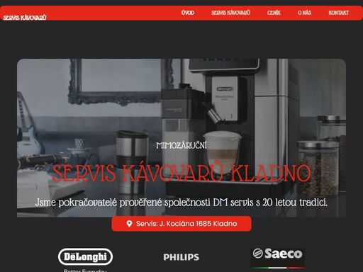 mimozáruční servis plnoautomatických kávovarů saeco, philips, delonghi pro kladno a okolí s provozovnou j. kociána 1685 kladno.