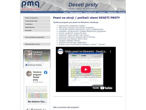 výuka psaní na klávesnici - deseti prsty psaní na stroji / počítači všemi deseti prsty.