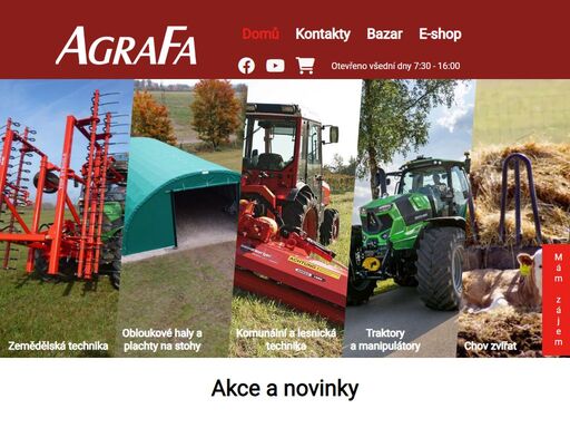 prodej zemědělských strojů a techniky, zejména western přepravní technika, he-va příprava půdy a setí, sauerburger mulčovače a  shelterall bloukové haly.