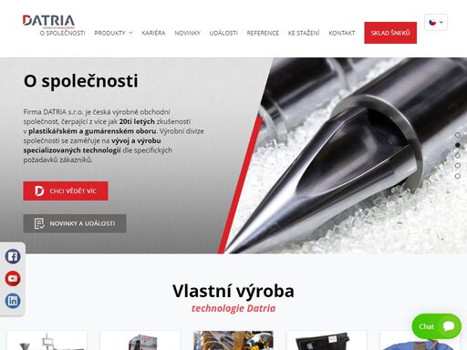 datria je výrobní moderní firma s více jak 20letou zkušeností působící v plastikářském, gumárenském, automotive a dalších průmyslových odvětvích.