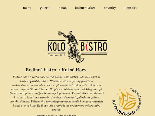 kolo bistro je malé rodinné bistro v kobilnicích u kutné hory. máme velikou zahrádku, dobré pivo a chutné občerstvení z toho nejlepšího, co máme sami rádi.
