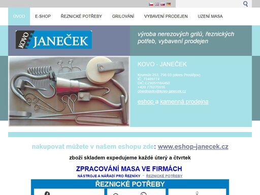 kovo janeček, kovovýroba, grilování, gril, řeznické potřeby, zabíjačka, nerezové háčky, háčky na maso, cenovky, držák cenovky, vozíky na přepravky, přepravky, na maso, uzení masa, háčky, řeznické, 