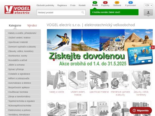 vogel electric, s.r.o. - velkoobchodní a internetový prodej elektroinstalačních materiálů, rozváděčové techniky, přístrojů pro domovní i průmyslové aplikace, kabelů a vodičů.