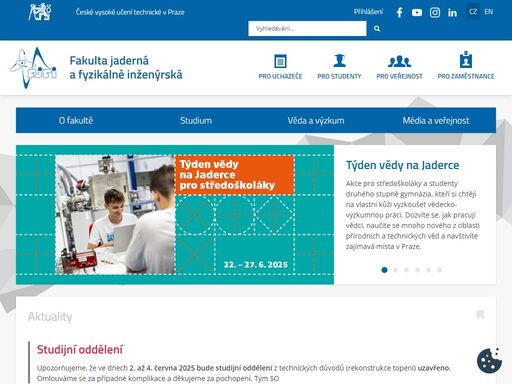 fakulta jaderná a fyzikálně inženýrská, české vysoké učení technické v praze