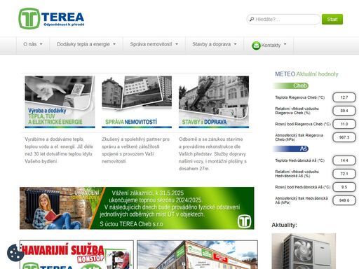 terea cheb s.r.o. - výroba a dodávky tepla, tuv a elektrické energie. správa nemovitostí, stavební činnost, rekonstrukce a doprava.