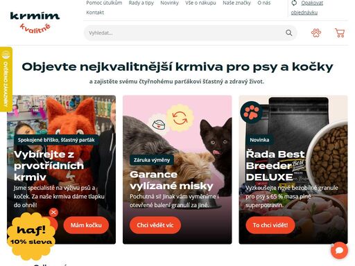 špičkové krmivo pro psy a kočky skladem: granule, konzervy, pamlsky i vitamíny. ?? dodání do 2. dne. ?? výživové poradenství na míru potřeb vašeho parťáka.